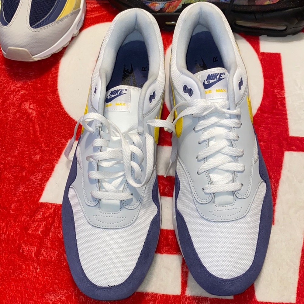 Mens Nike Air Max 1 Blue Recall Tour Yellow White Grey